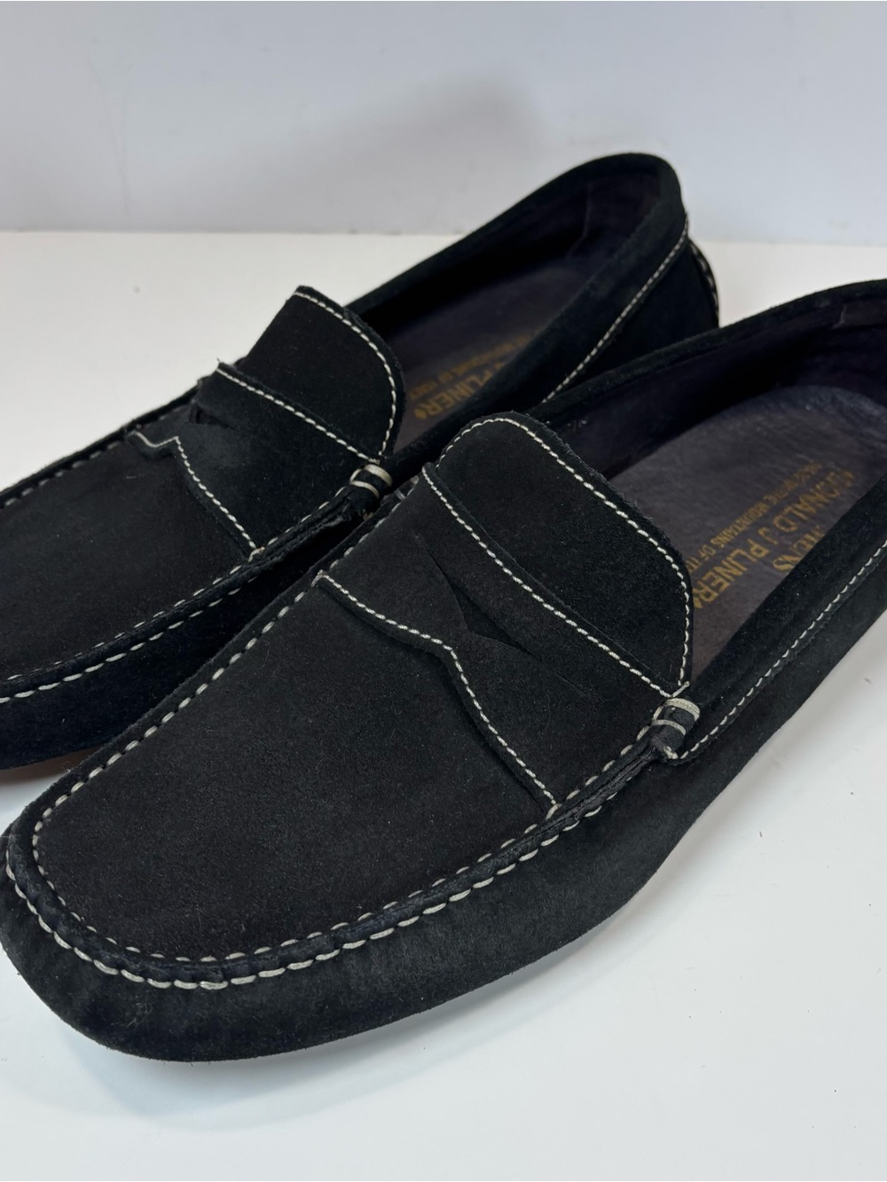 Donald J. Pliner Vinco DT Men's Black Suede Leather Driving Penny Loafers Sz 9M